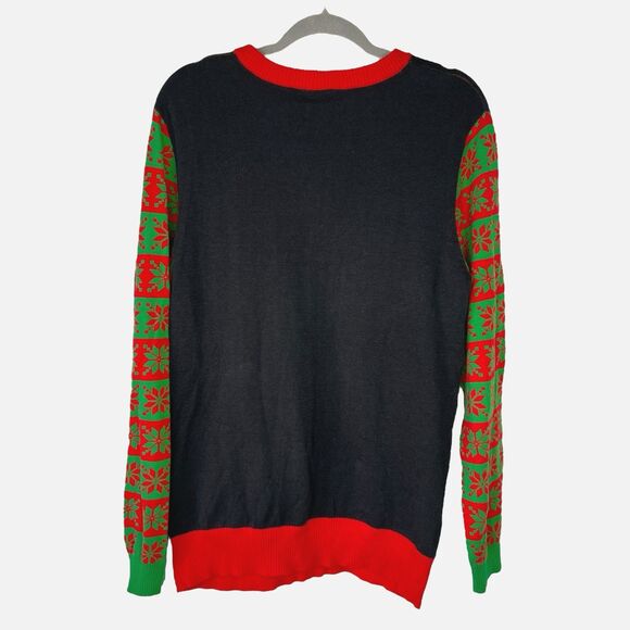 Mad Engine Rudolph Sunglass Snow Holiday Christmas Funky Sweater Size Large - Picture 3 of 14